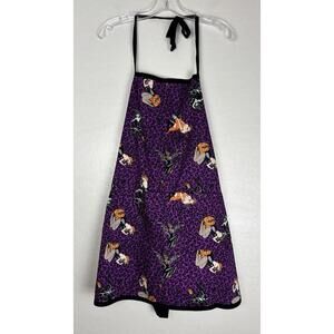 Torrid Pin Up Halloween Witch Leopard‎ Print Apron Black Pockets Purple 1743